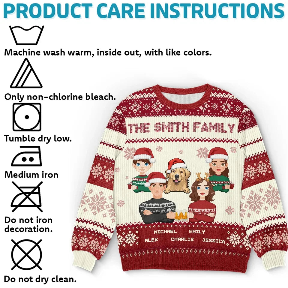 Stay Safe And Happy This Holiday Season - Christmas, Funny Gift For Family - Personalized Custom Ugly Sweater - Gift For Dad, Mom, Grandpa, Grandma