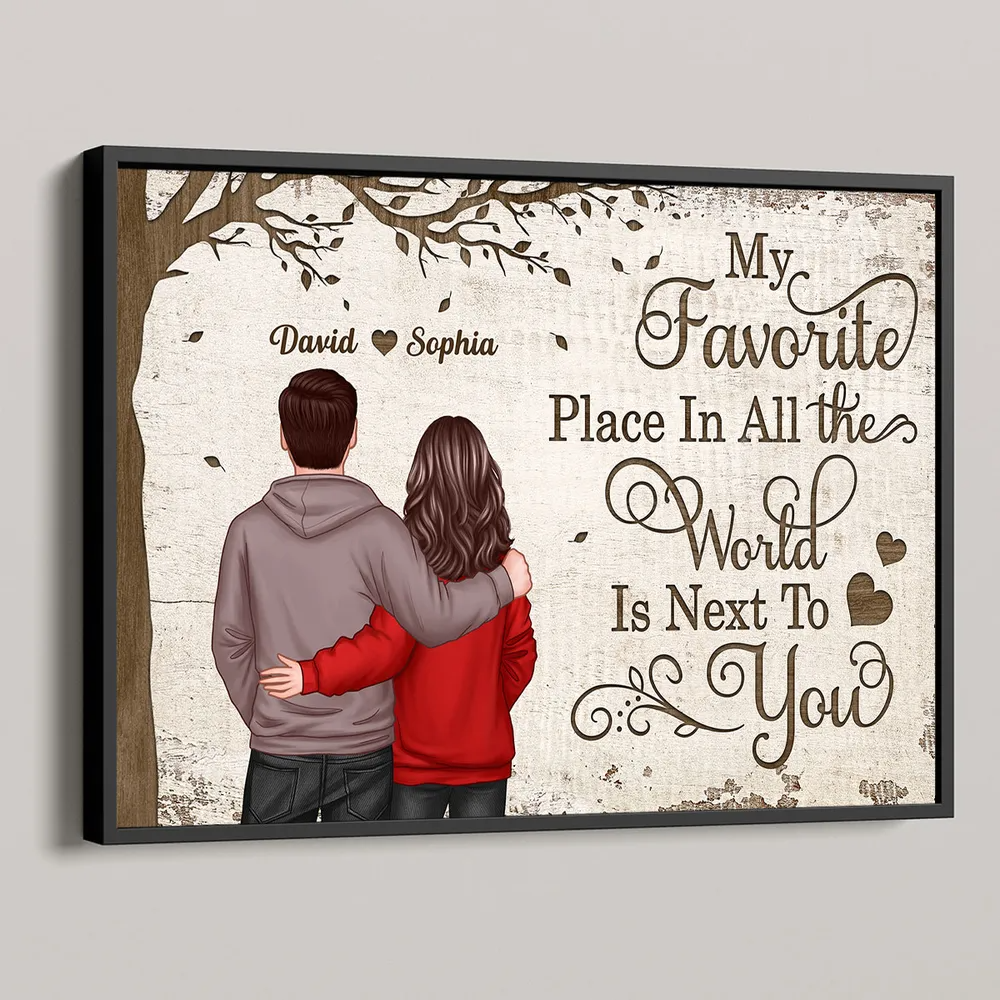 Couple's Custom Canvas Print: Personalized Back View - "My Favorite Place In The World" - Anniversary Gift for Wife, Husband, Her or Him 3