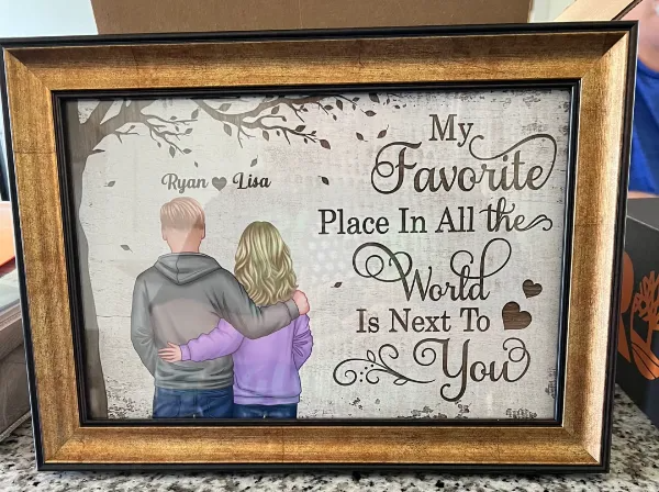 Couple's Custom Canvas Print: Personalized Back View - "My Favorite Place In The World" - Anniversary Gift for Wife, Husband, Her or Him 4