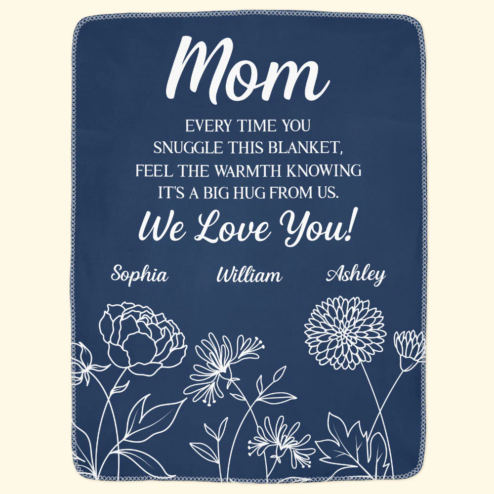 Feel The Warmth Knowing It's A Big Hug From Us - Personalized Custom Blanket - Mother's Day Gift Ideas For Mom, Grandma, Nana