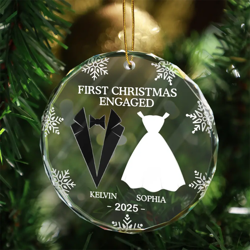 First Christmas As Married Couples - Personalized Heart Shaped Glass Ornament - Christmas Gift For Her/Him, Husband/Wife, Couples 4
