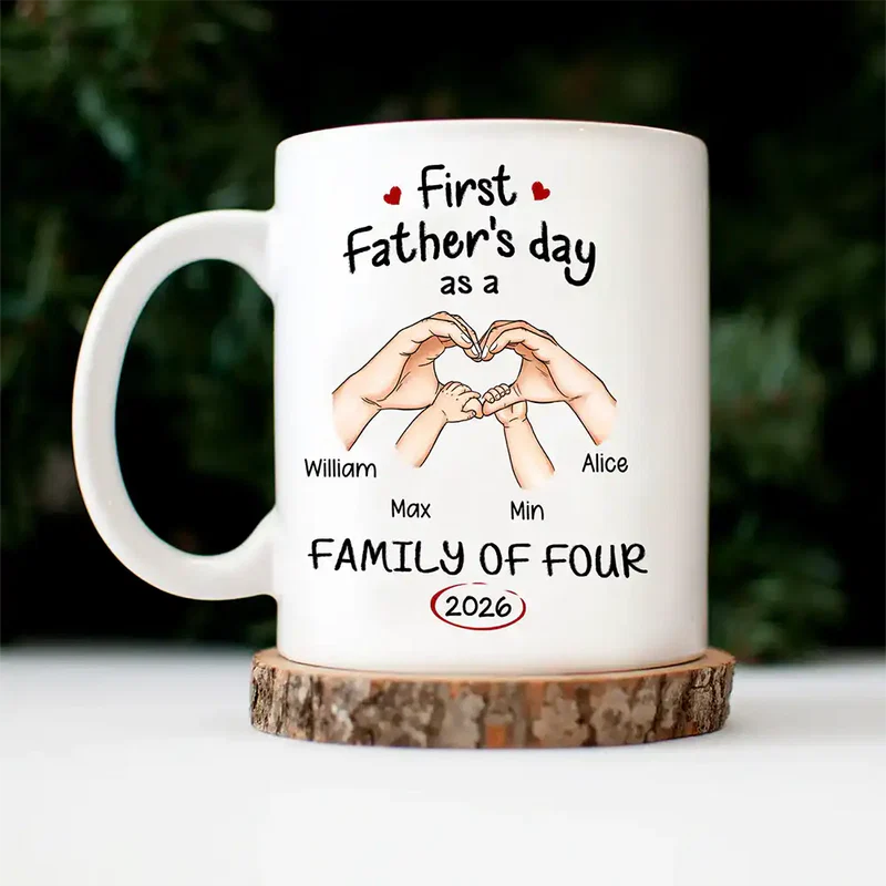 First Time Ever As A Family Of Three - Personalized Mug - First Father's Day Gift For New Dad, Daddy