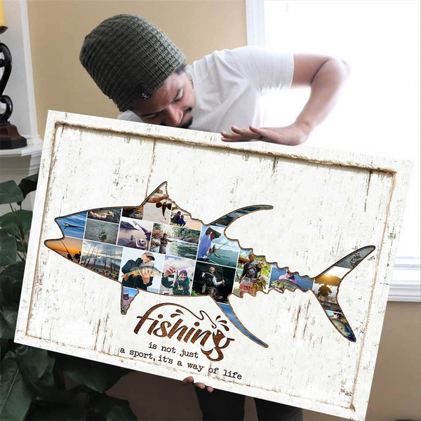 Custom Photo Fishing - Personalized Poster/Canvas Prints - Gift For Fisher, Fisherman, Fishing Lovers
