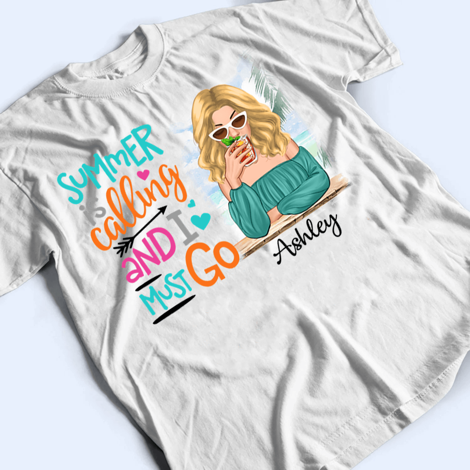 Summer Is Calling And I Must Go - Personalized Custom T Shirt - Summer Break, Last Day Of School, Birthday, Loving, Funny Gift for Teacher, Kindergarten, Preschool, Pre K, Paraprofessional - Suzitee Store