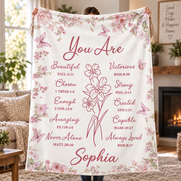 Custom Name You Are Bible Verse Christian - Personalized Custom Blanket - Gift For Women, Girls, Daughter, Granddaughter