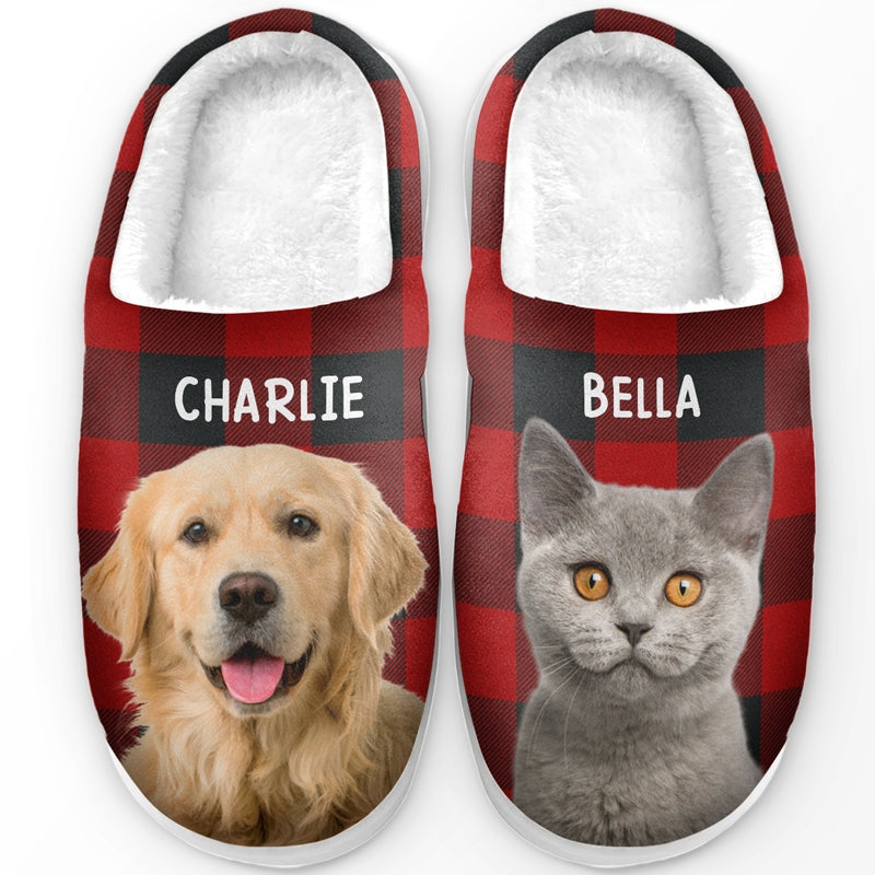 Custom Photo Happiness Is A Warm Puppy - Dog Personalized Slippers - Gift For Dog Lovers, Pet Lovers, Dog Mom, Dog Dad 2