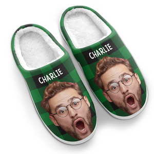 Custom Photo Happiness Is A Warm Puppy - Dog Personalized Slippers - Gift For Dog Lovers, Pet Lovers, Dog Mom, Dog Dad