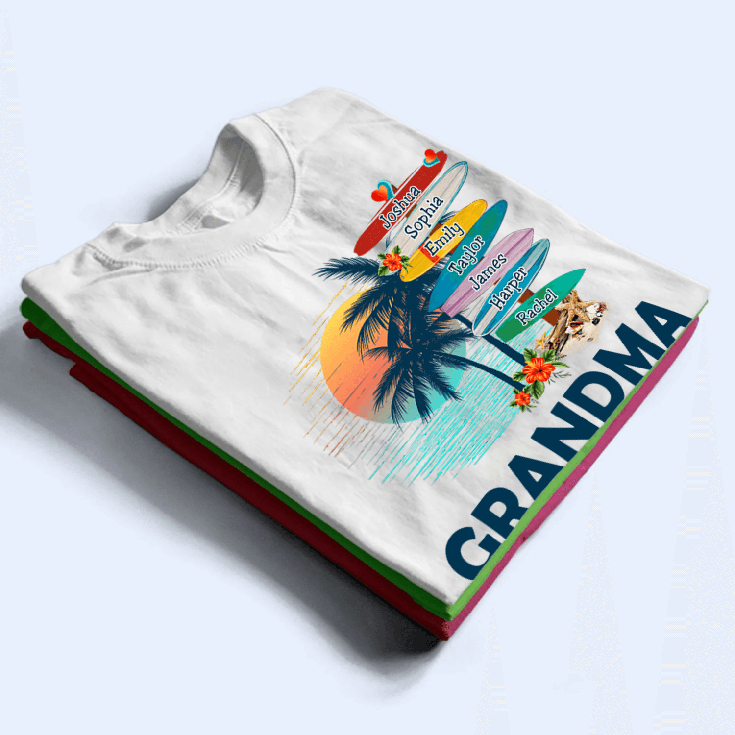 Grandma Surfboards Summer Vacation - Personalized Custom T Shirt - Summer Gift for Grandma/Nana/Mimi, Mom, Wife, Grandparent 3