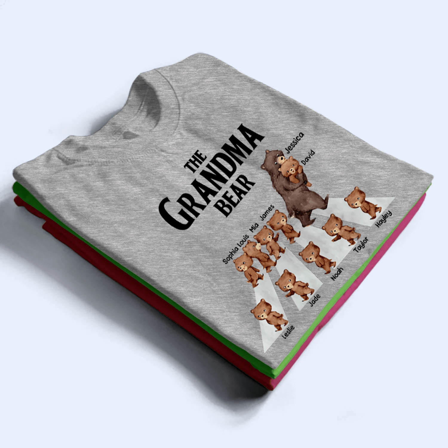 The Grandma Bear Custom Grandkids' Names - Personalized T Shirt - Birthday, Loving Gift for Grandma/Nana/Mimi, Mom, Wife, Grandparent - Suzitee Store