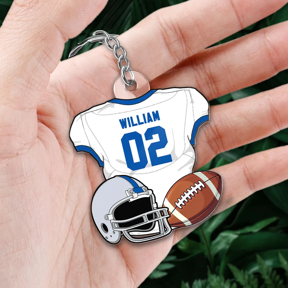 American Football Jersey Personalized Acrylic Keychain - Gift For Gift for Football Player, Football Lover, Son/Daughter, Grandkids