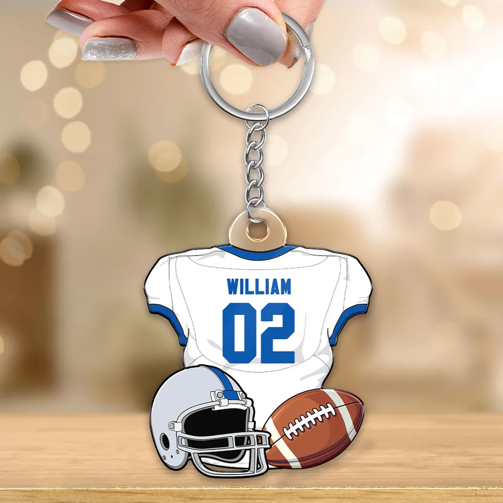 American Football Jersey Personalized Acrylic Keychain, alternate view 2