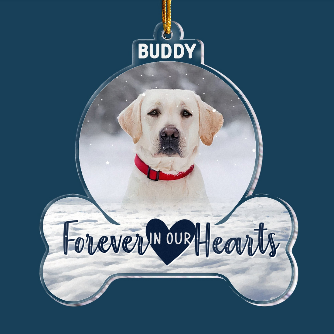 Custom Photo Forever In My Heart Pet Memorial personalized custom shaped acrylic ornament, alternate view 3