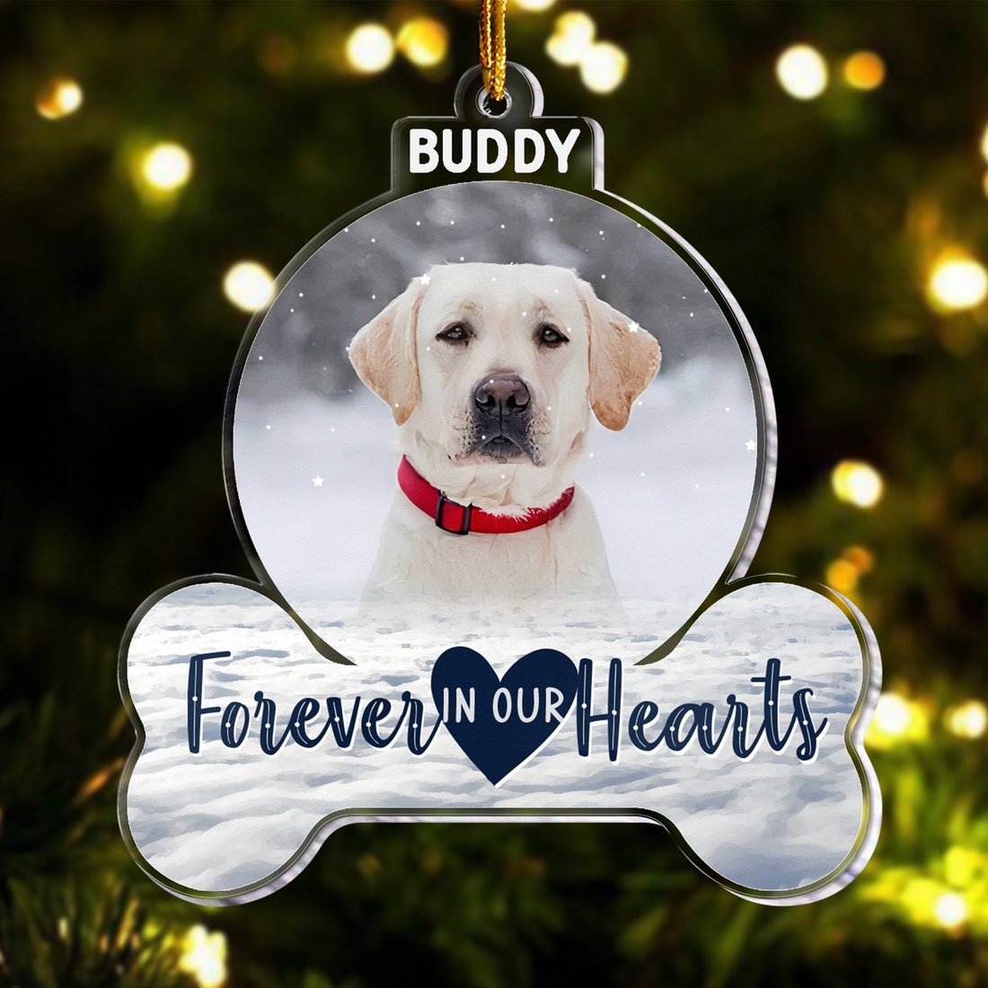 Custom Photo Forever In My Heart Pet Memorial personalized custom shaped acrylic ornament, alternate view 2