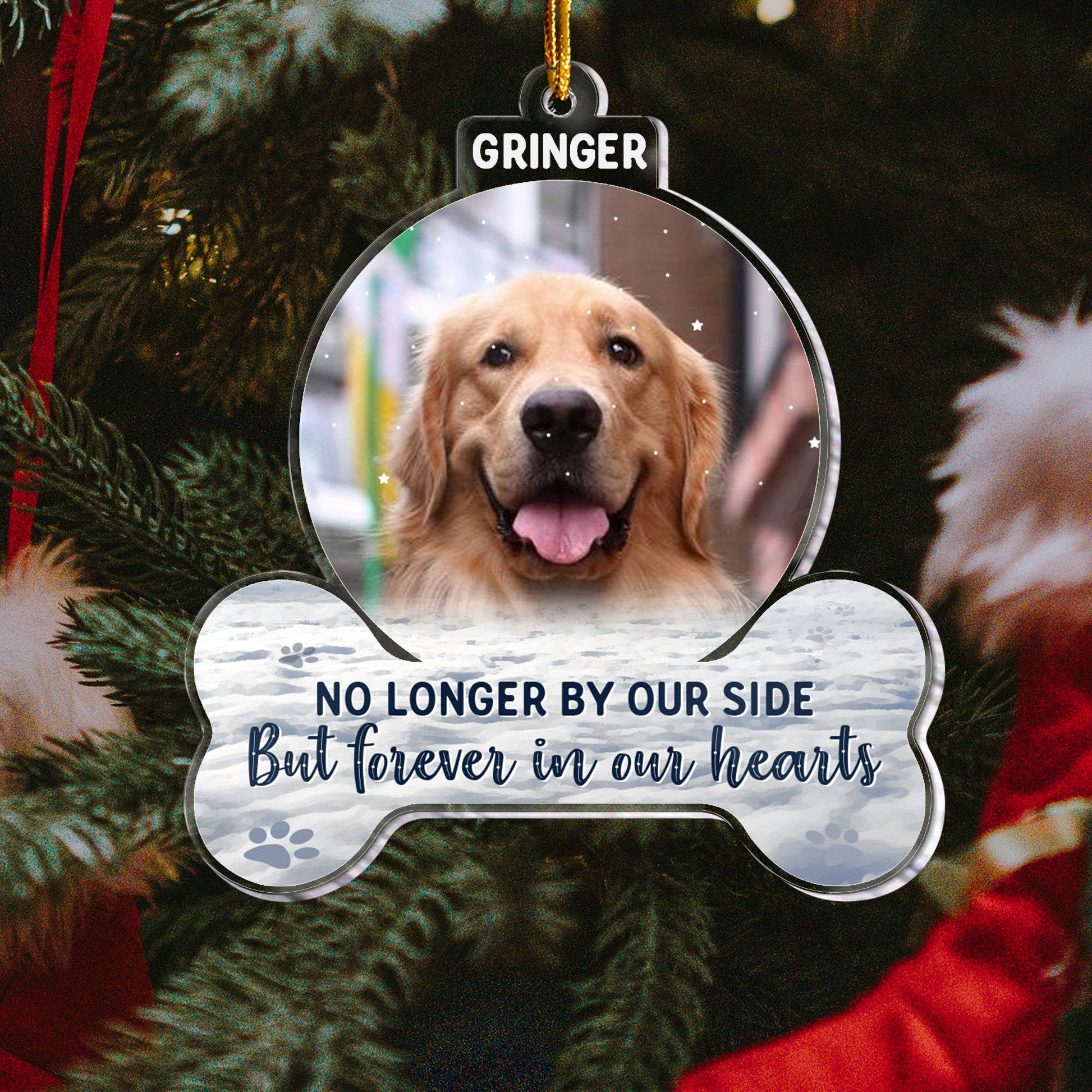 Custom Photo Forever In My Heart Pet Memorial - Personalized Custom Shaped Acrylic Ornament - Sympathy Gift For Dog Owners, Dog Lovers