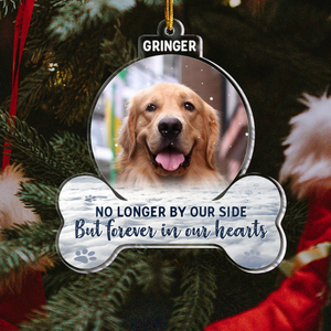 Custom Photo Forever In My Heart Pet Memorial - Personalized Custom Shaped Acrylic Ornament - Sympathy Gift For Dog Owners, Dog Lovers