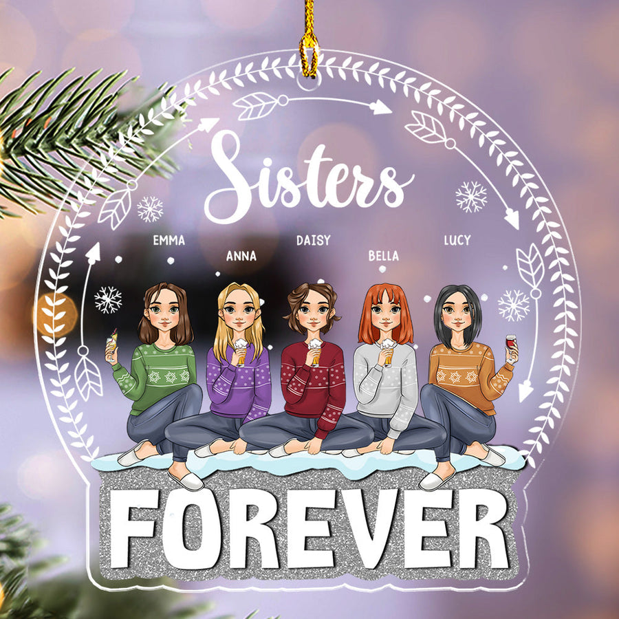 Forever Besties - Personalized Custom Shaped Acrylic Ornament - Christmas Gift for Besties, Sisters, Best Friends