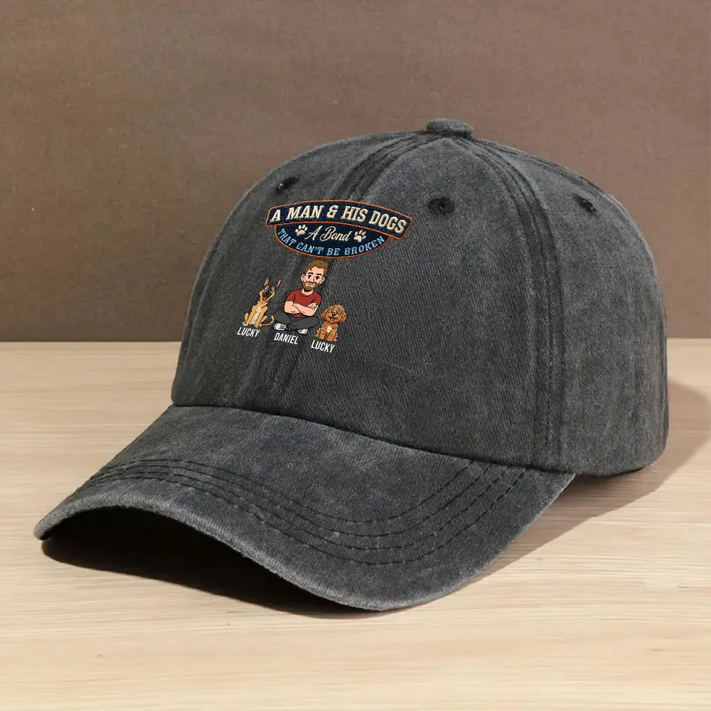 Forever My Dog - Personalized Custom Vintage Washed Denim Cap - Father's Day Gift for Him, Husband, Daddy, Dog Lovers