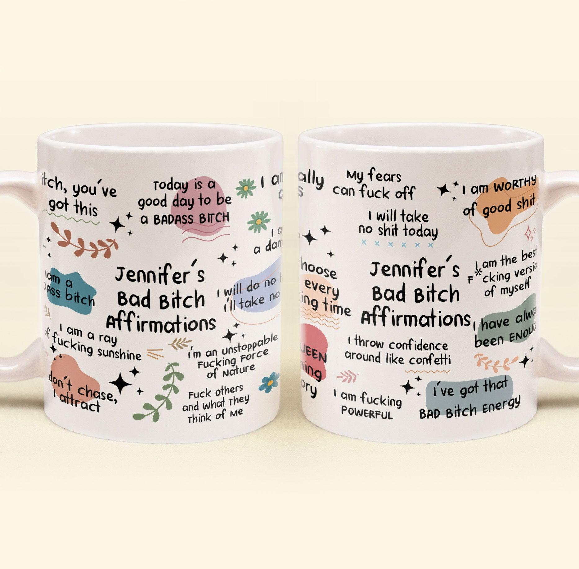 Bad B*Tch Affirmations - Personalized Custom Mug - Funny Gift For Coworkers, Friends, Self Gift