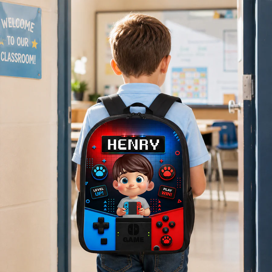 Gamer Boys Girls Back To School -  Personalized Kid Backpack - Gift For Back To School, First Day of School - Student, Son, Daughter | Kindergarten, Pre-K, Preschool