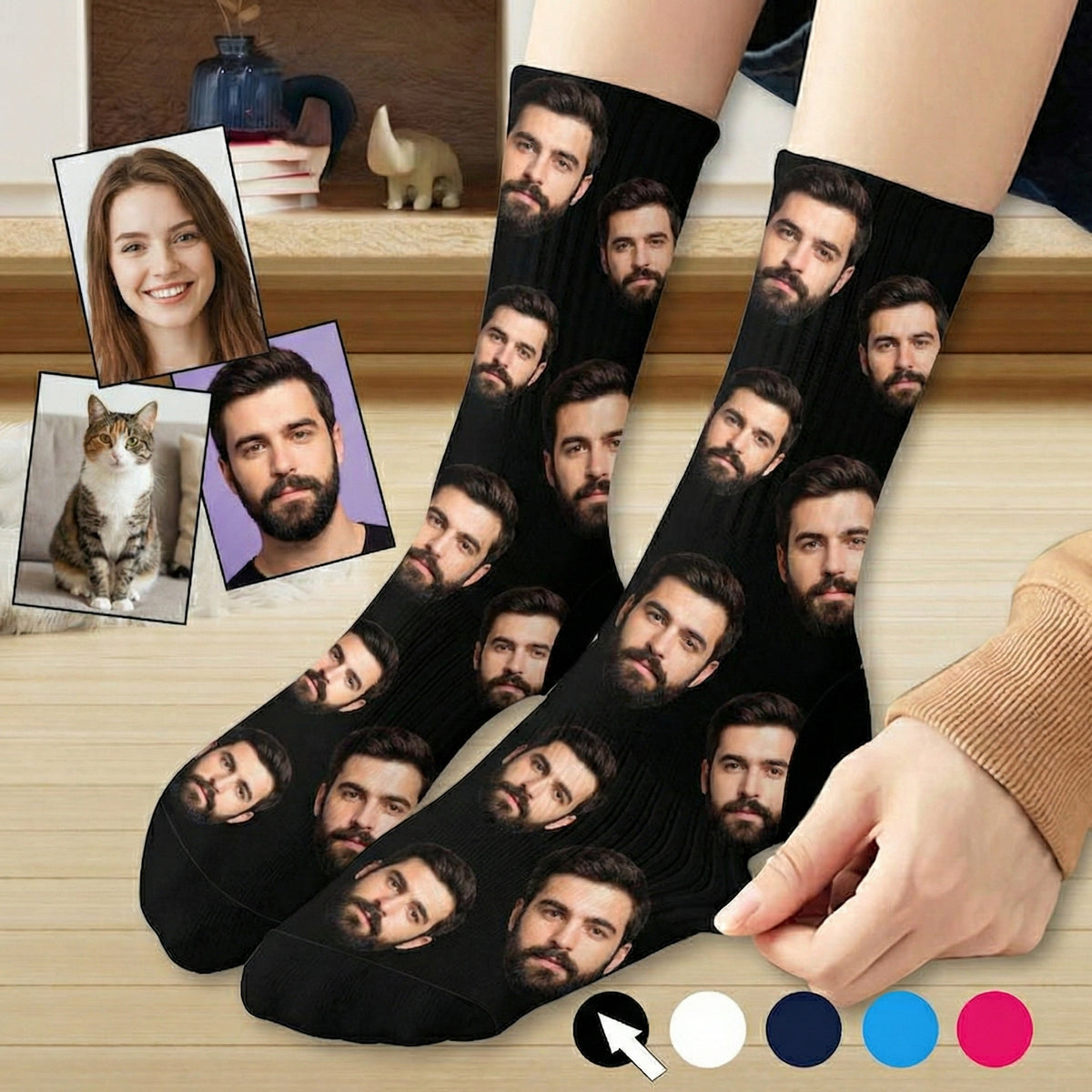Funny Custom Face Couples - Custom Crew Socks - Gift For Her/Him, Wife/Husband, Girlfriend/Boyfriend Couples on Anniversary, Valentine's Day