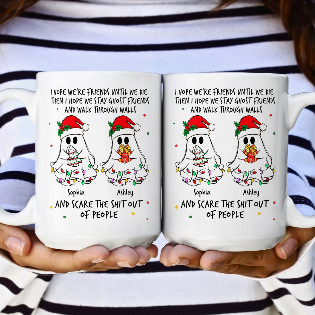 Ghost Friends Christmas Time personalized mug, alternate view 3