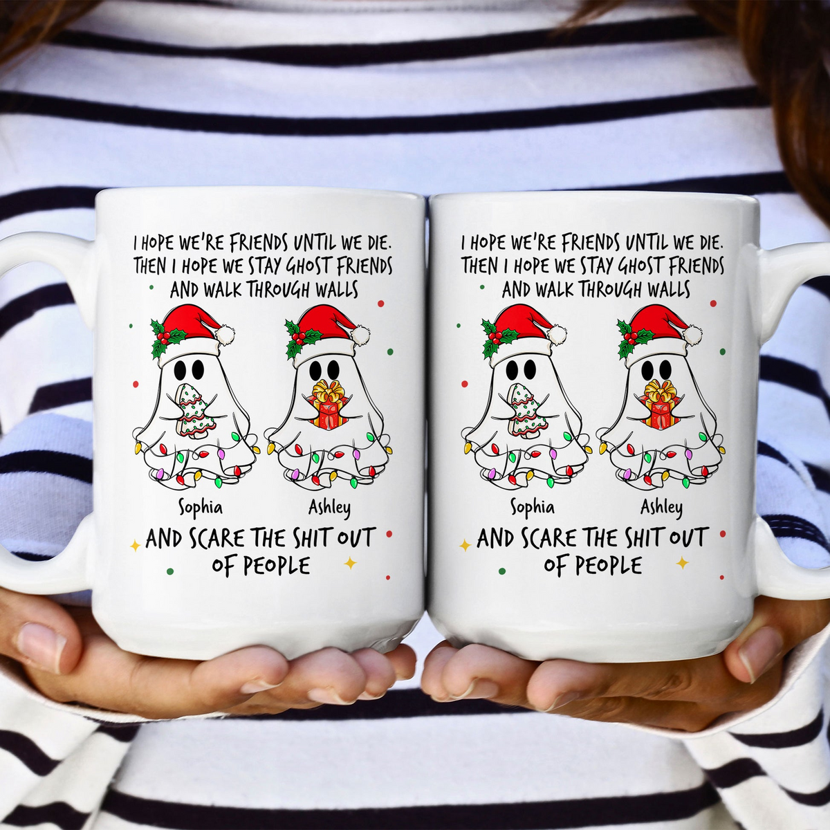 Ghost Friends Christmas Time - Personalized Custom Mug - Christmas Gift For Besties, Best Friends, Sisters