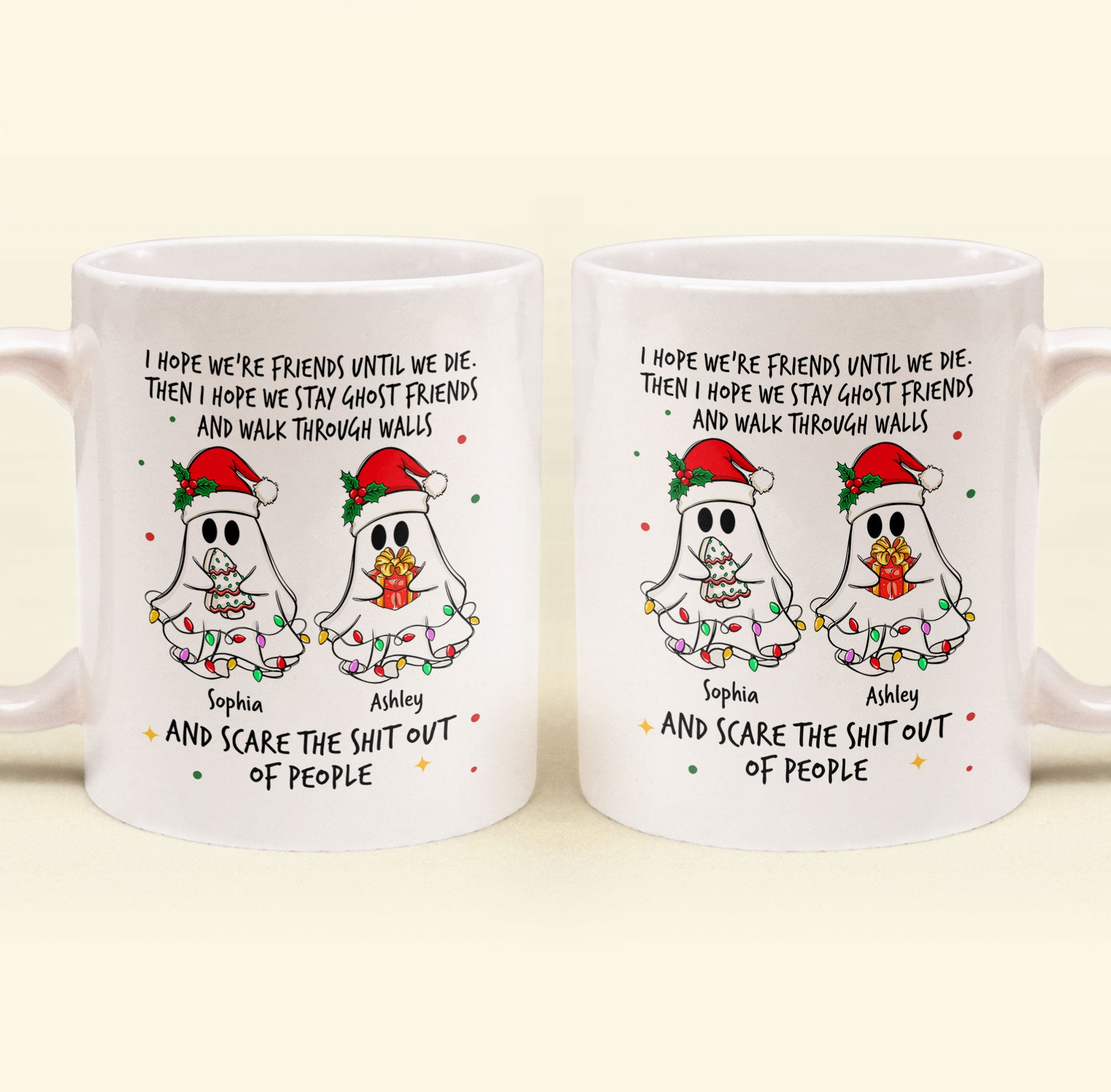 Ghost Friends Christmas Time - Personalized Custom Mug - Christmas Gift For Besties, Best Friends, Sisters