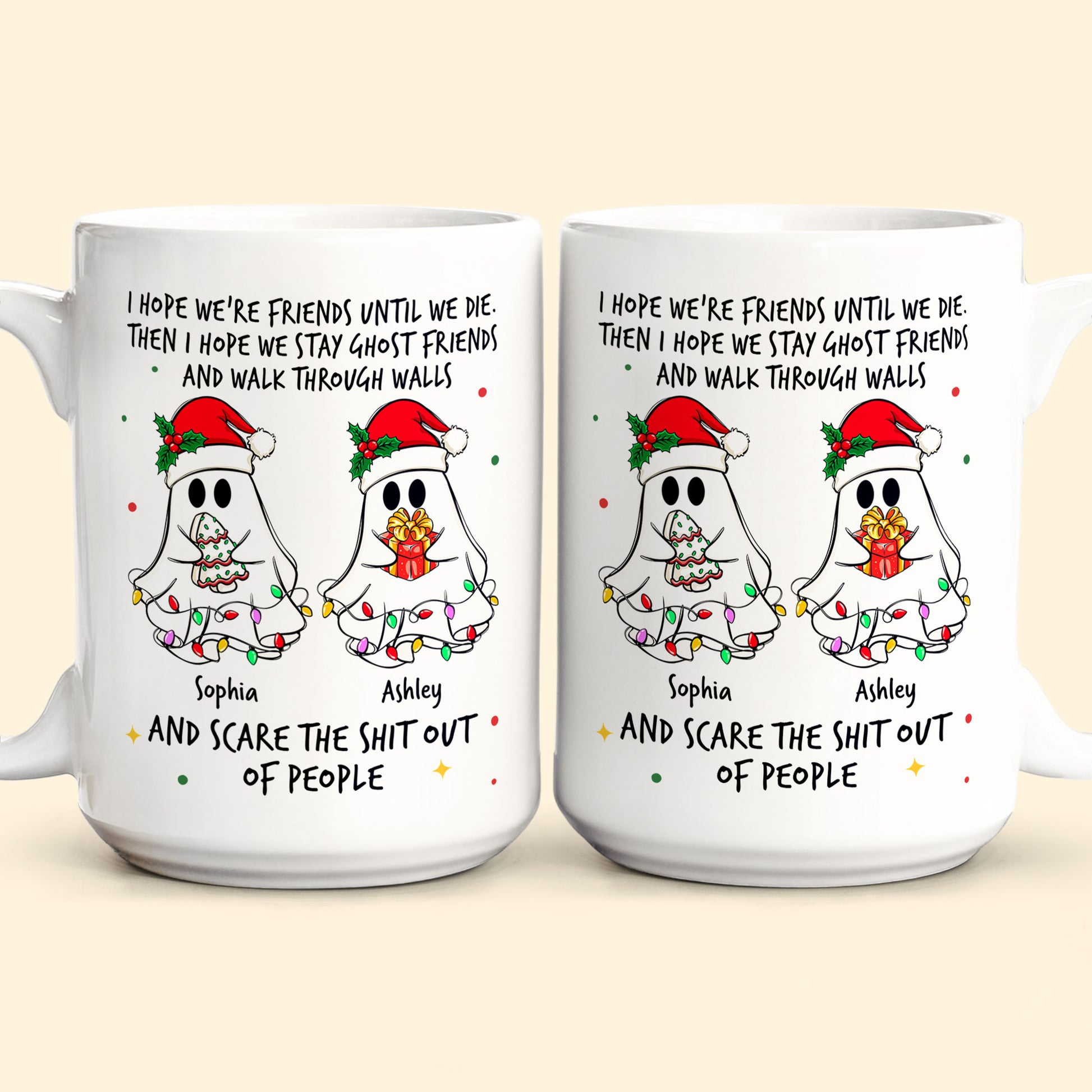 Ghost Friends Christmas Time - Personalized Custom Mug - Christmas Gift For Besties, Best Friends, Sisters