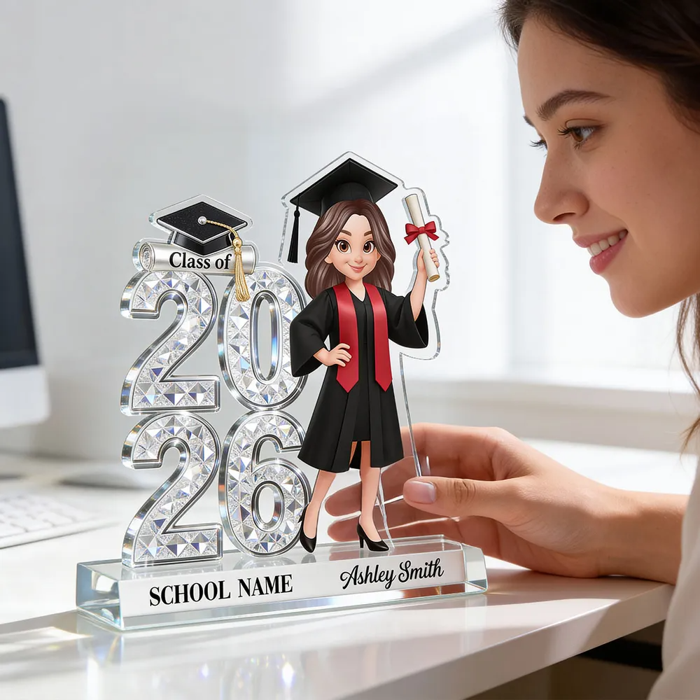 Shiny Effect Class Of 2026 Senior 2D Flat - Personalized Acrylic Plaque Custom Shape - Gift For Her/Him, Daughter/Son, Grad Ceremony, Commencement
