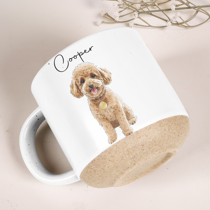 Custom Photo Pet Portrait Watercolor - Personalized Pottery Mug - Gift for Dog/Cat Lovers, Dog/Cat Mom, Pet Lovers