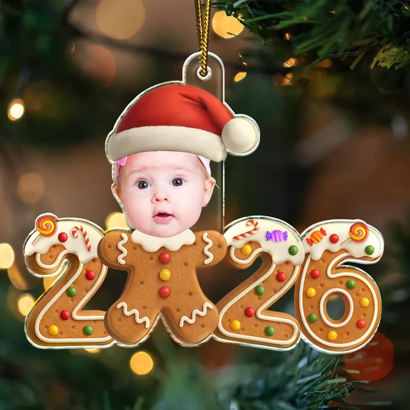 Custom Photo Gingerbread Funny Baby First Christmas - Personalized Custom Shaped Acrylic Ornament - Babies 1st Christmas Gifts