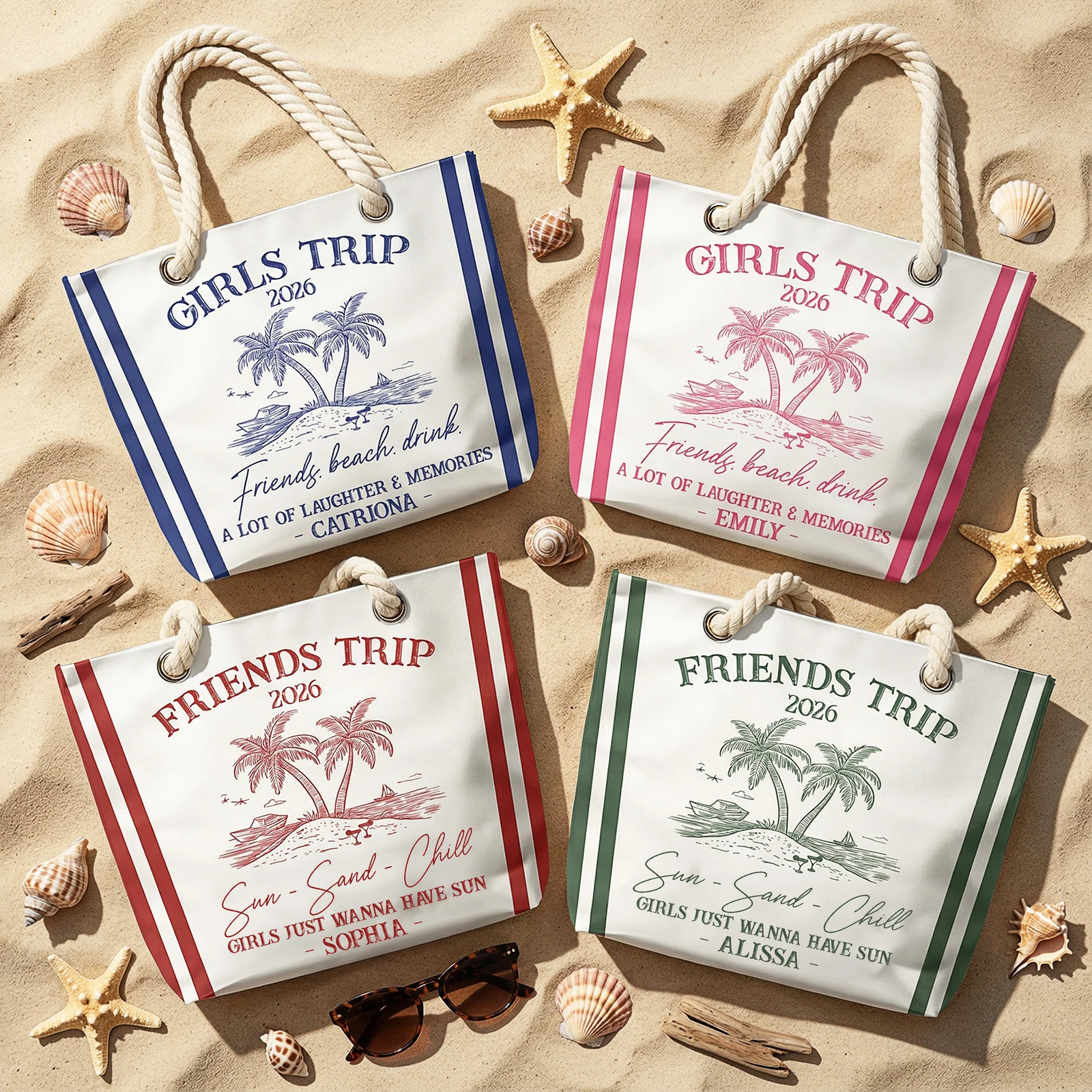 Girls Trip Summer - Personalized Beach Bag - Gift For Her, Besties, Best Friends, Traveling Lovers