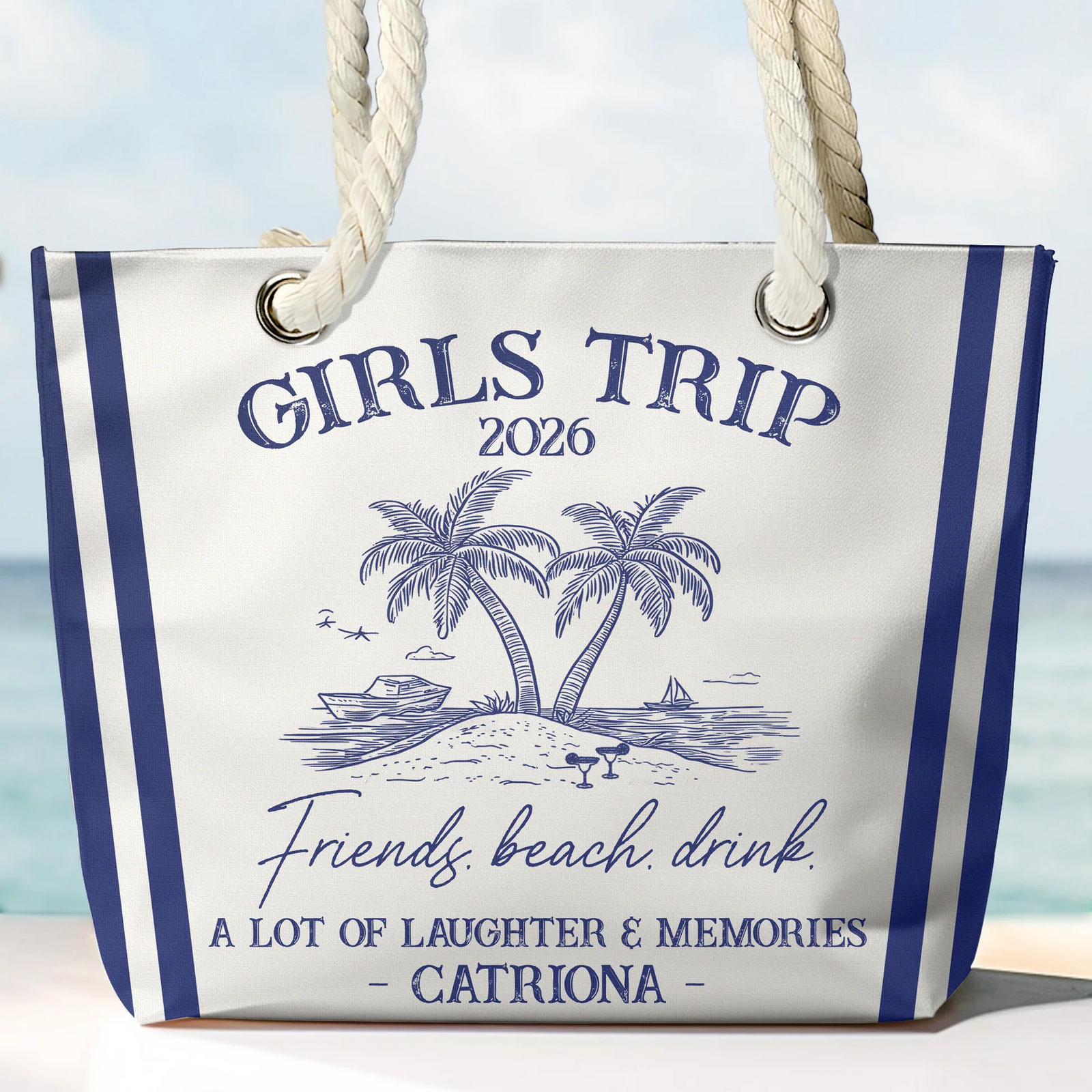 Girls Trip Summer - Personalized Beach Bag - Gift For Her, Besties, Best Friends, Traveling Lovers