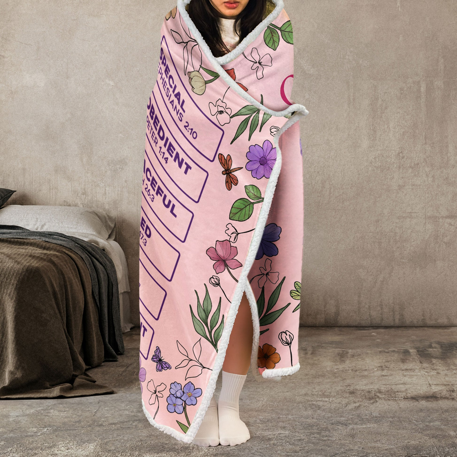 God Says You Are Christian - Personalized Wearable Hooded Blanket - Gift for Christian Girl, Woman, Sister, Mother, Friend, Wife, Girlfriend