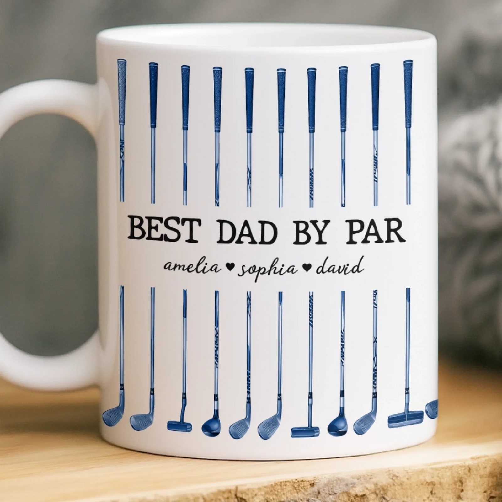 Golf More Worry Less Best Dad By Par - Personalized Custom Mug - Golf Gifts For Dad, Grandpa