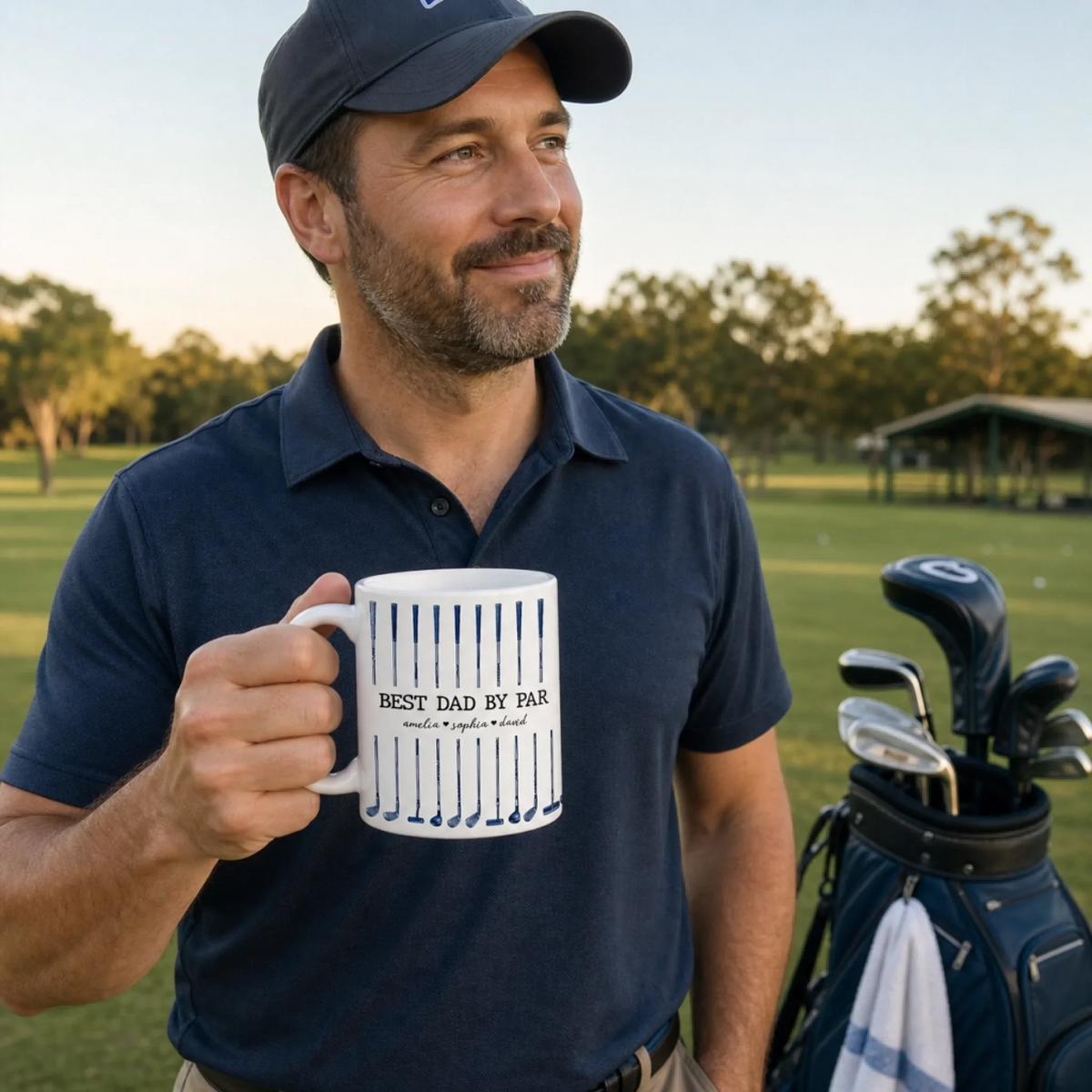 Golf More Worry Less Best Dad By Par - Personalized Custom Mug - Golf Gifts For Dad, Grandpa