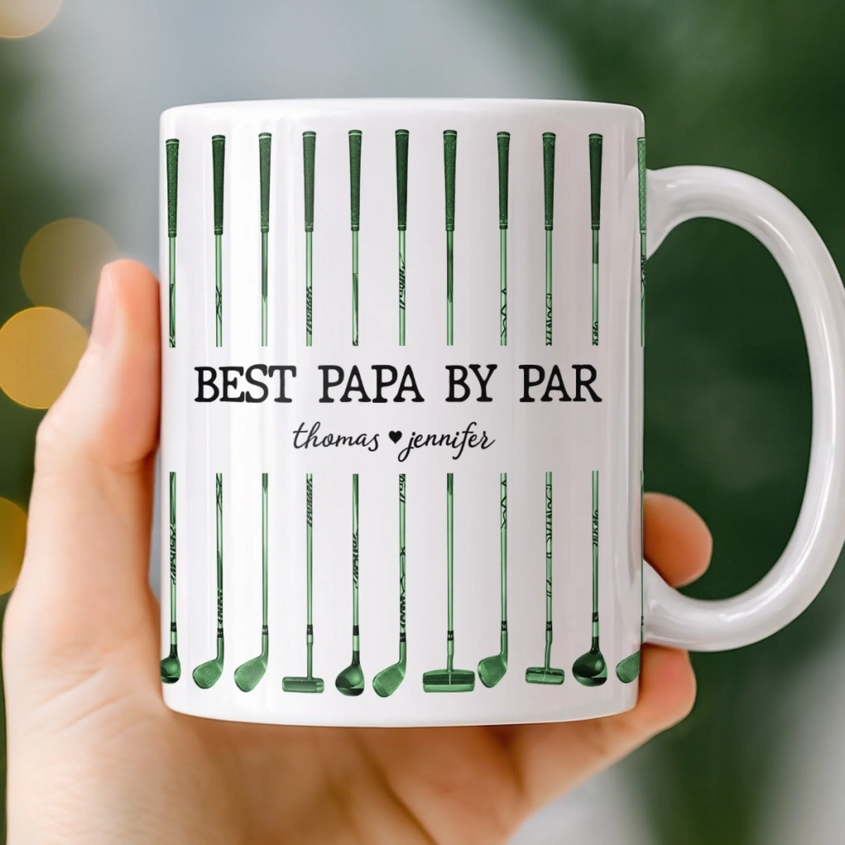 Golf More Worry Less Best Dad By Par - Personalized Custom Mug - Golf Gifts For Dad, Grandpa