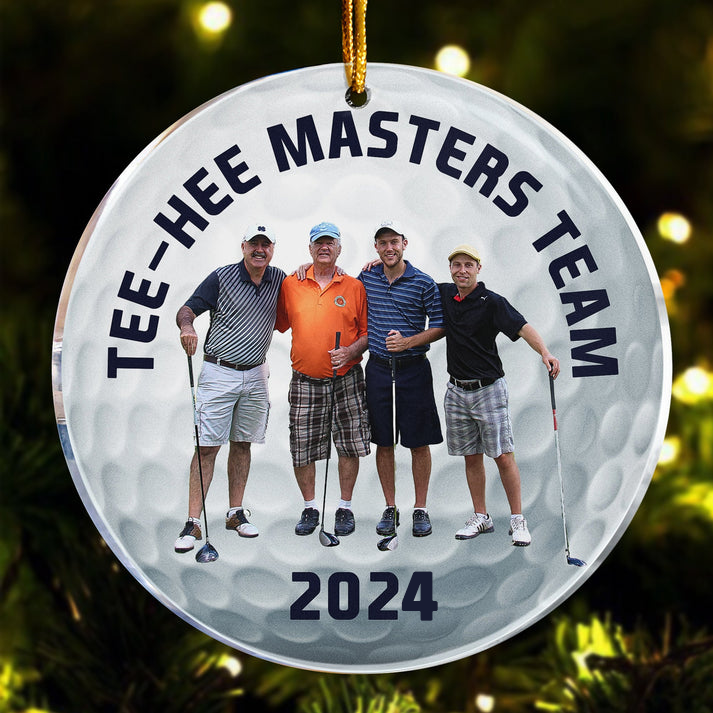 Custom Photo Golfing Team circle acrylic ornament, alternate view 3