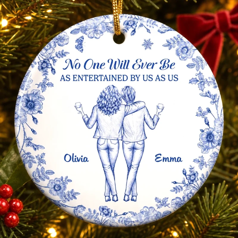 Good Vibes Great Memories - Personalized Circle Ceramic Ornament - Christmas Gift For Women, Sisters, Besties, Friends