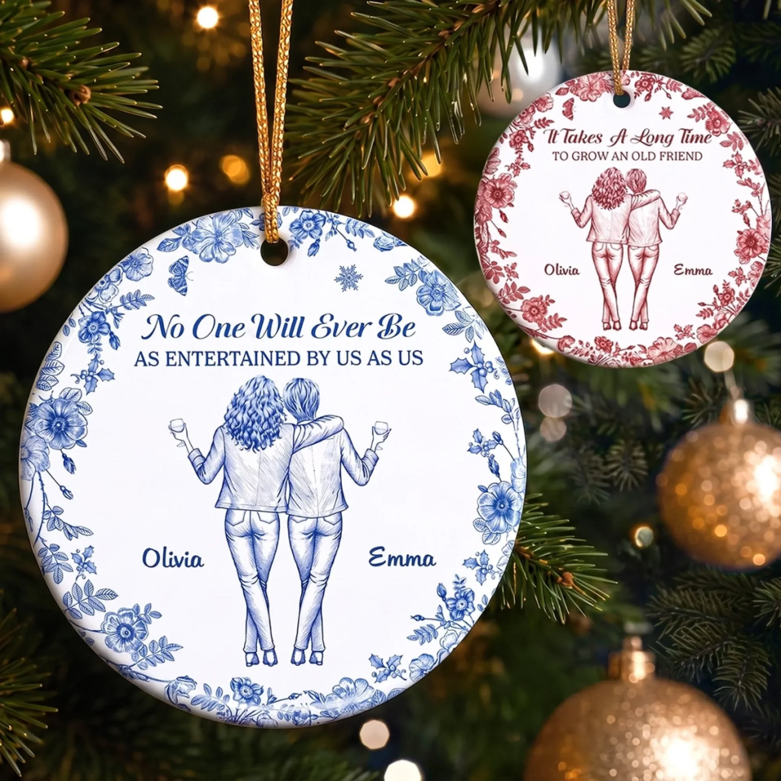 Good Vibes Great Memories - Personalized Circle Ceramic Ornament - Christmas Gift For Women, Sisters, Besties, Friends