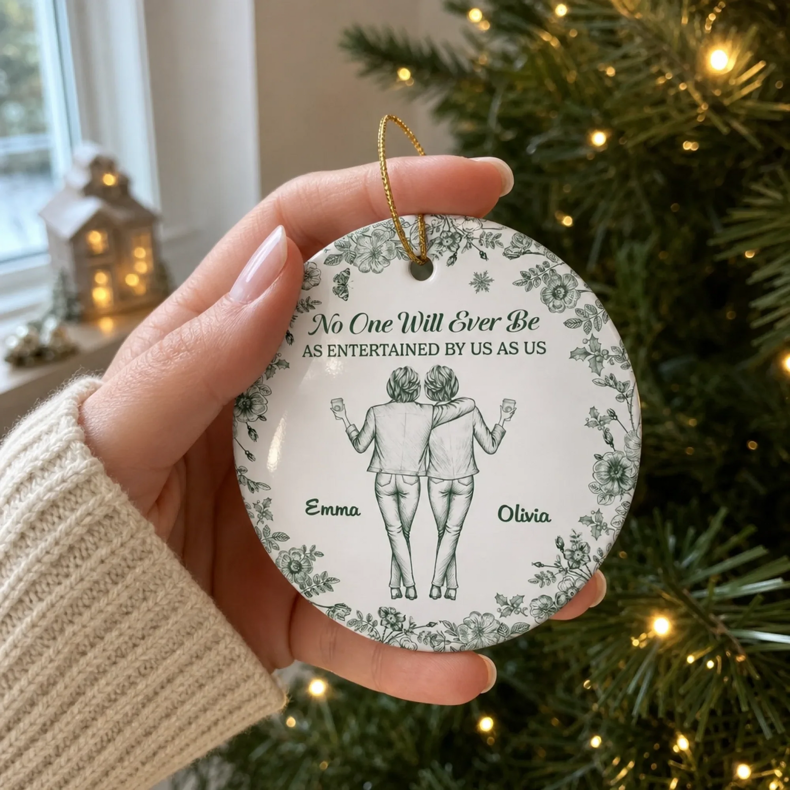 Good Vibes Great Memories - Personalized Circle Ceramic Ornament - Christmas Gift For Women, Sisters, Besties, Friends