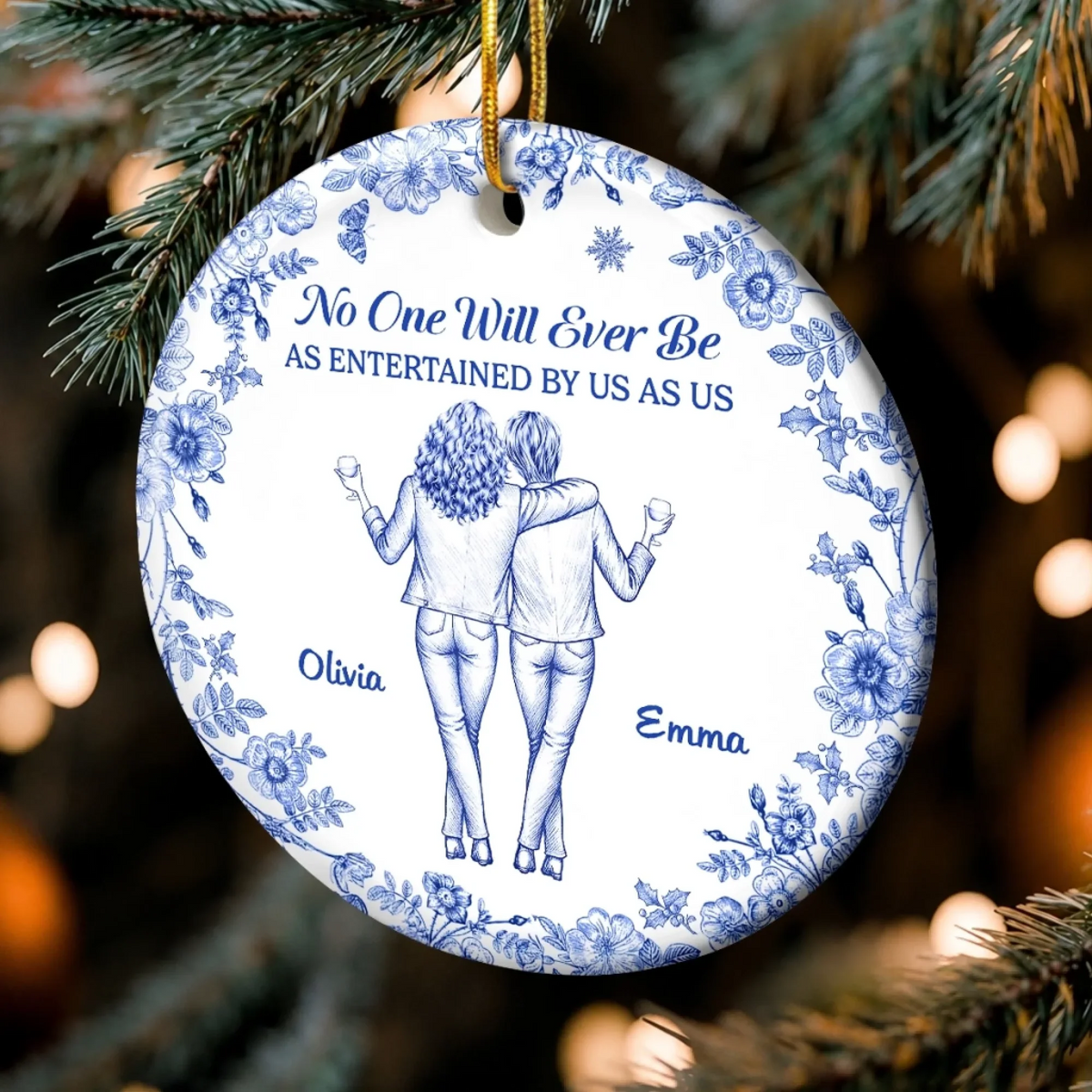 Good Vibes Great Memories - Personalized Circle Ceramic Ornament - Christmas Gift For Women, Sisters, Besties, Friends