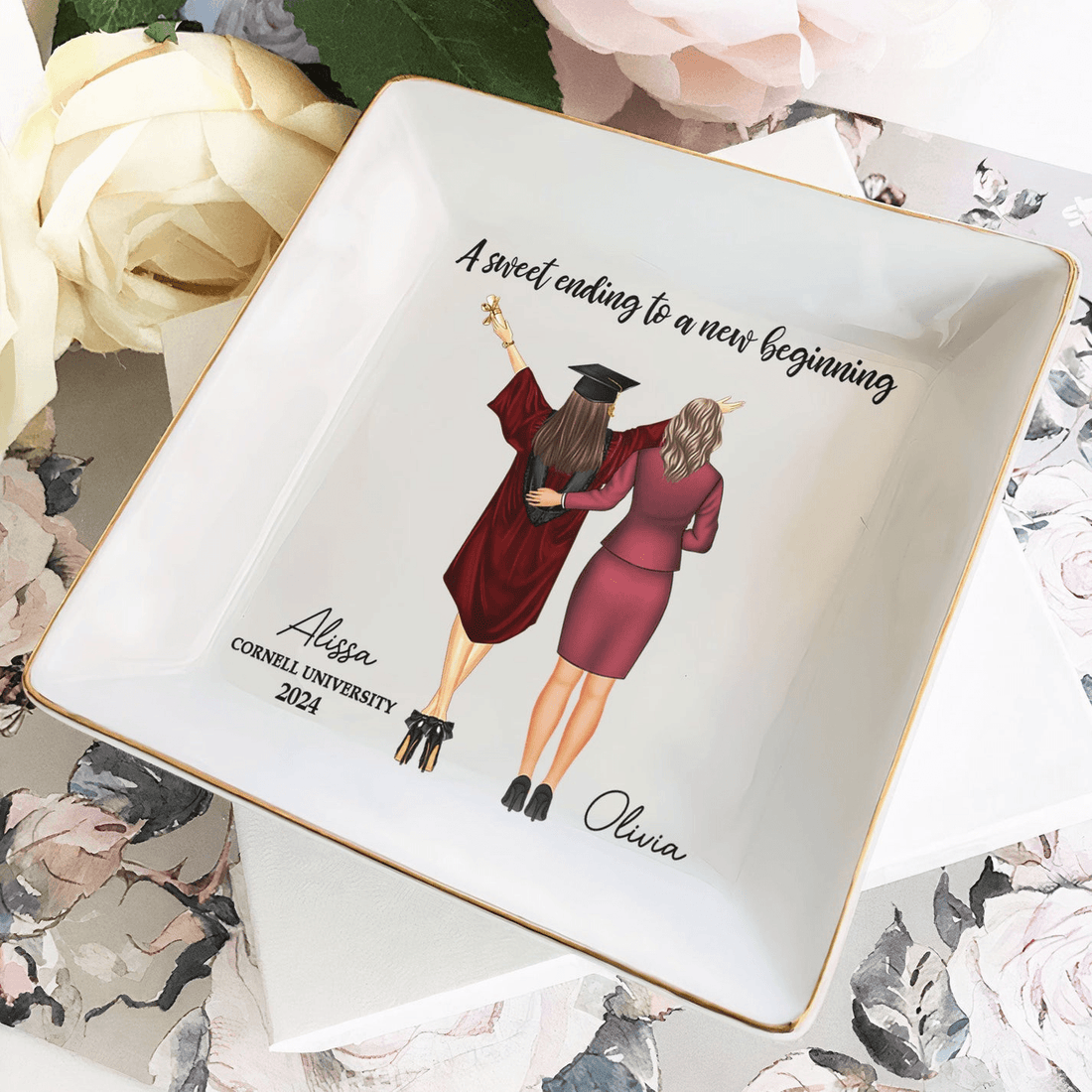 Personalized Graduation Gift A Sweet Ending To A New Beginning jewelry dish, alternate view 2