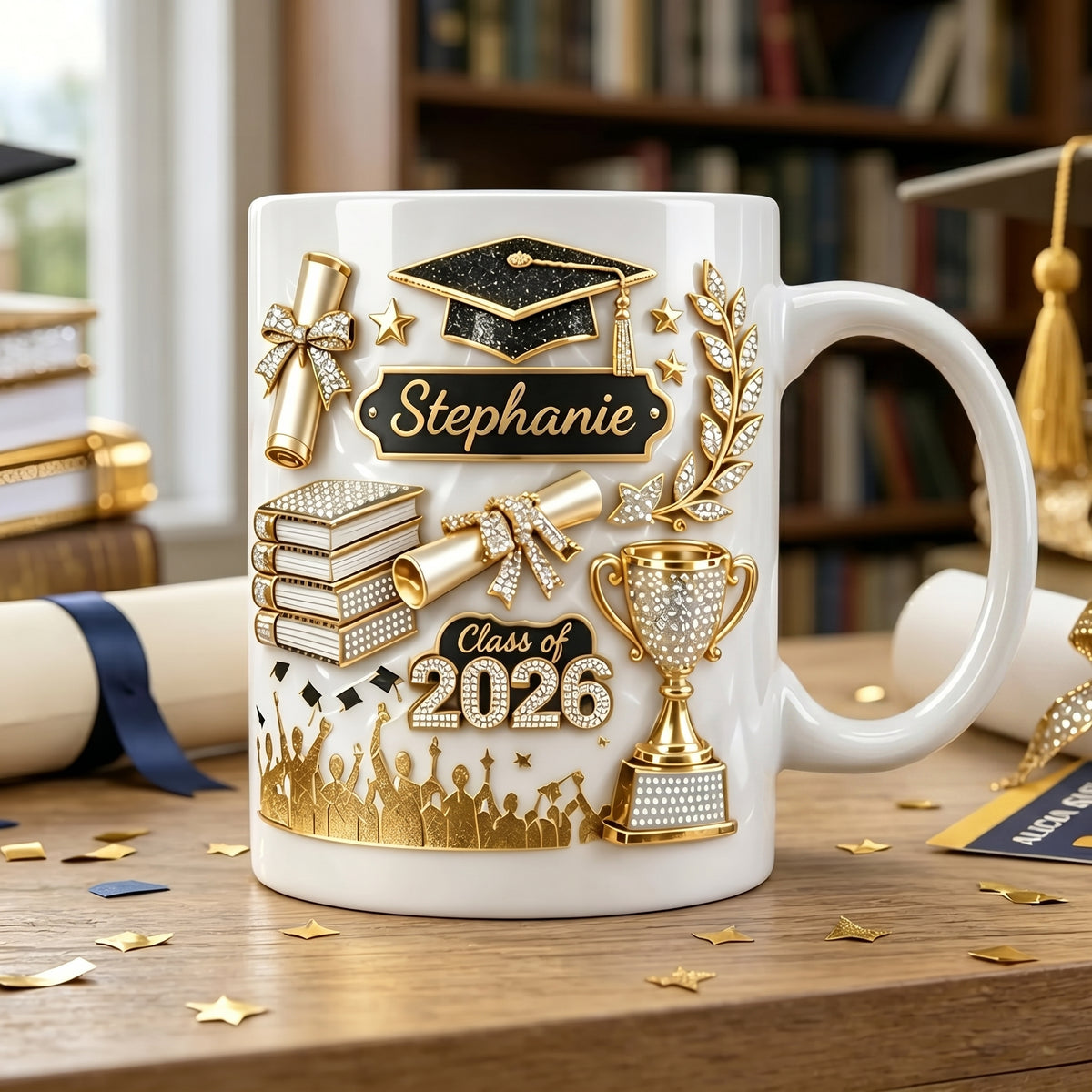 Graduation 3D Effect - Personalized Custom Mug - Graduation Motivation Gift For Her/Him, Daughter/Son, Grad Ceremony, Commencement