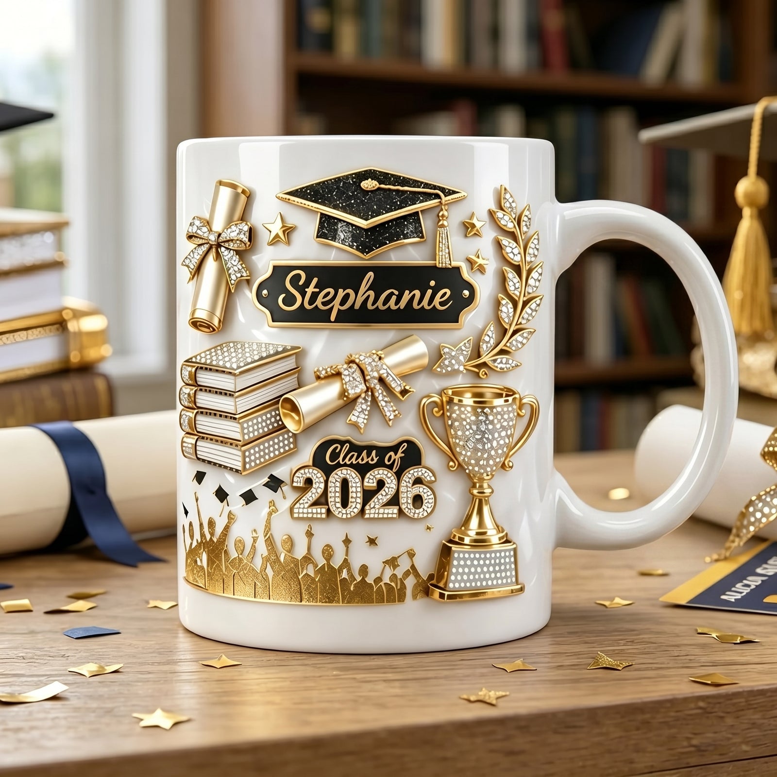 Graduation 3D Effect - Personalized Custom Mug - Graduation Motivation Gift For Her/Him, Daughter/Son, Grad Ceremony, Commencement