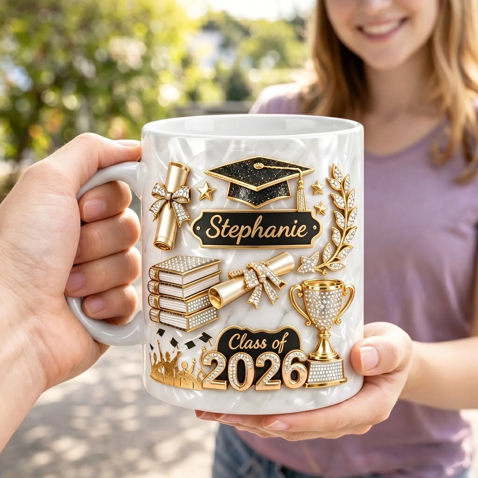Graduation 3D Effect - Personalized Custom Mug - Graduation Motivation Gift For Her/Him, Daughter/Son, Grad Ceremony, Commencement