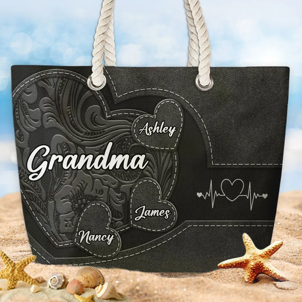Custom Beach Bag with Kid's Name/little Sweethearts – Personalized Gift for Mom, Wife, or Grandma | Birthday, Mother's Day or any occasion