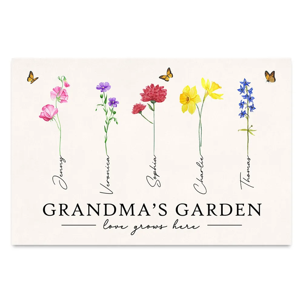 Grandma‘s Garden Love Grows Here Watercolor Birth Month Flower - Personalized Poster/Canvas Prints - Gift For Grandma, Mom 6