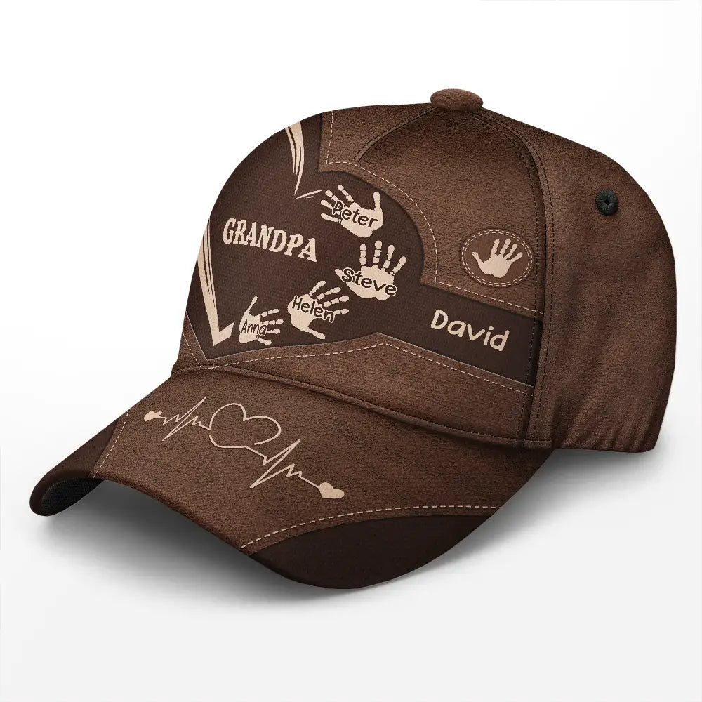 Grandpa Dad Kids Handprints personalized classic cap, alternate view 2