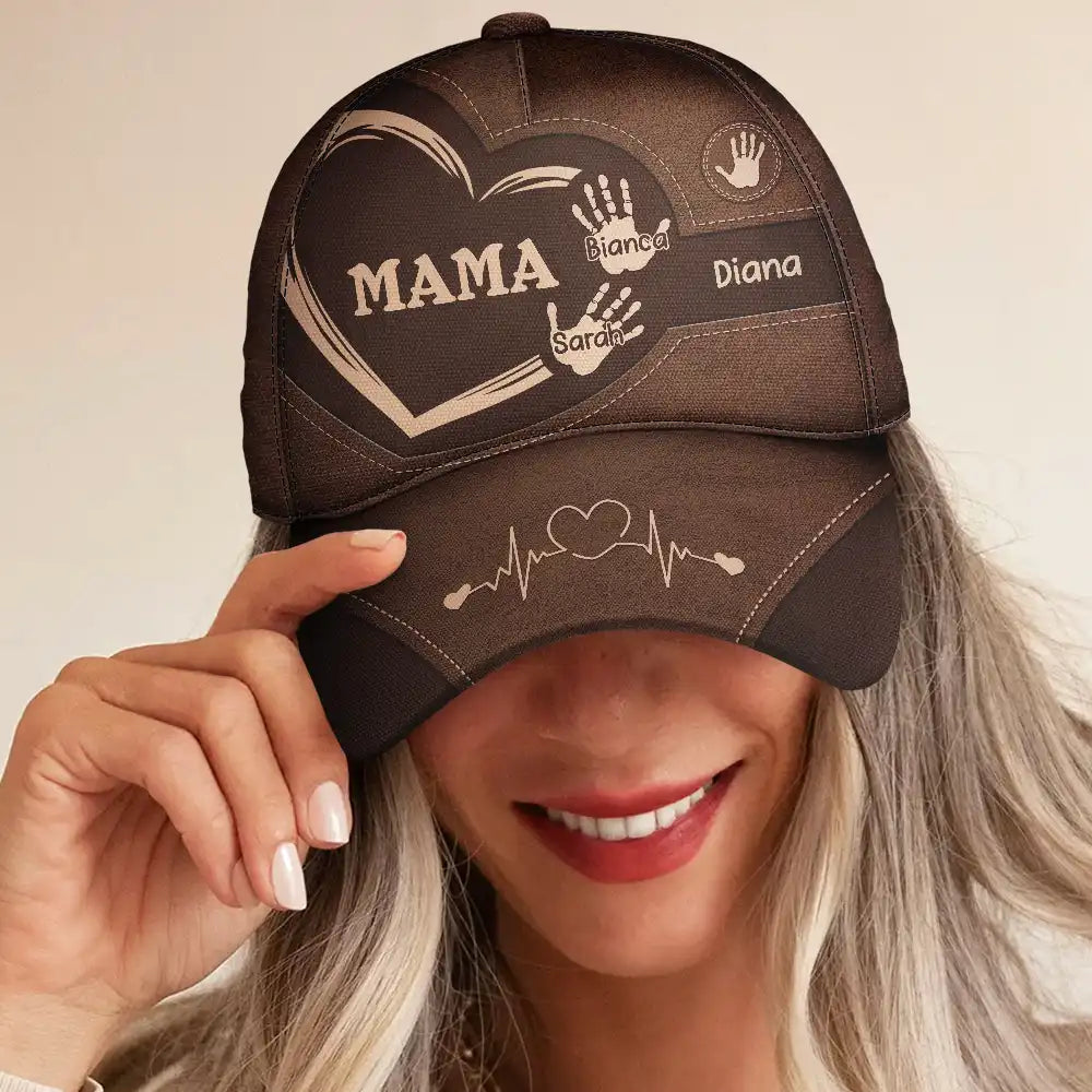 Grandpa Dad Kids Handprints personalized classic cap, alternate view 4